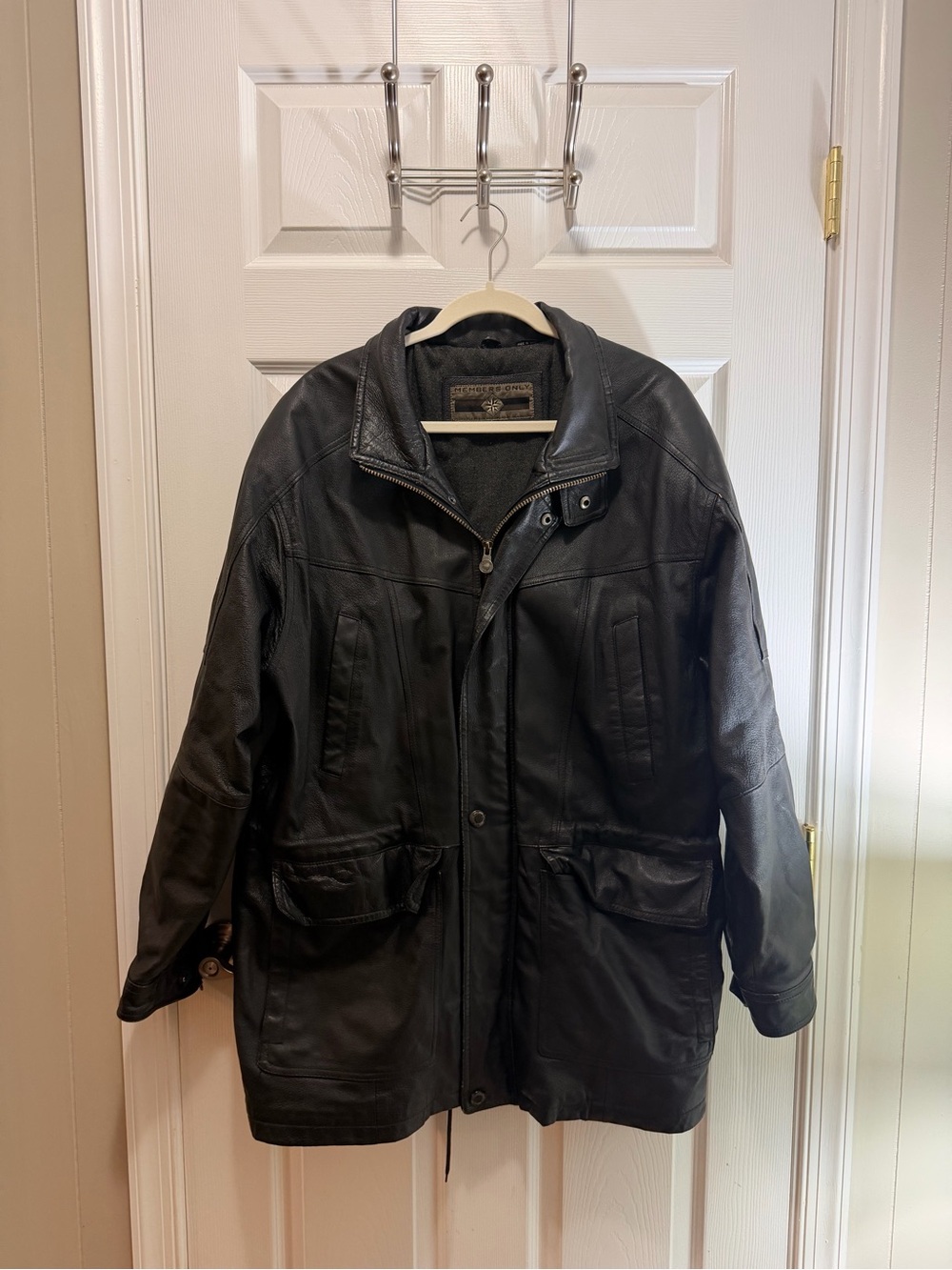 Members Only Black Leather Field Jacket